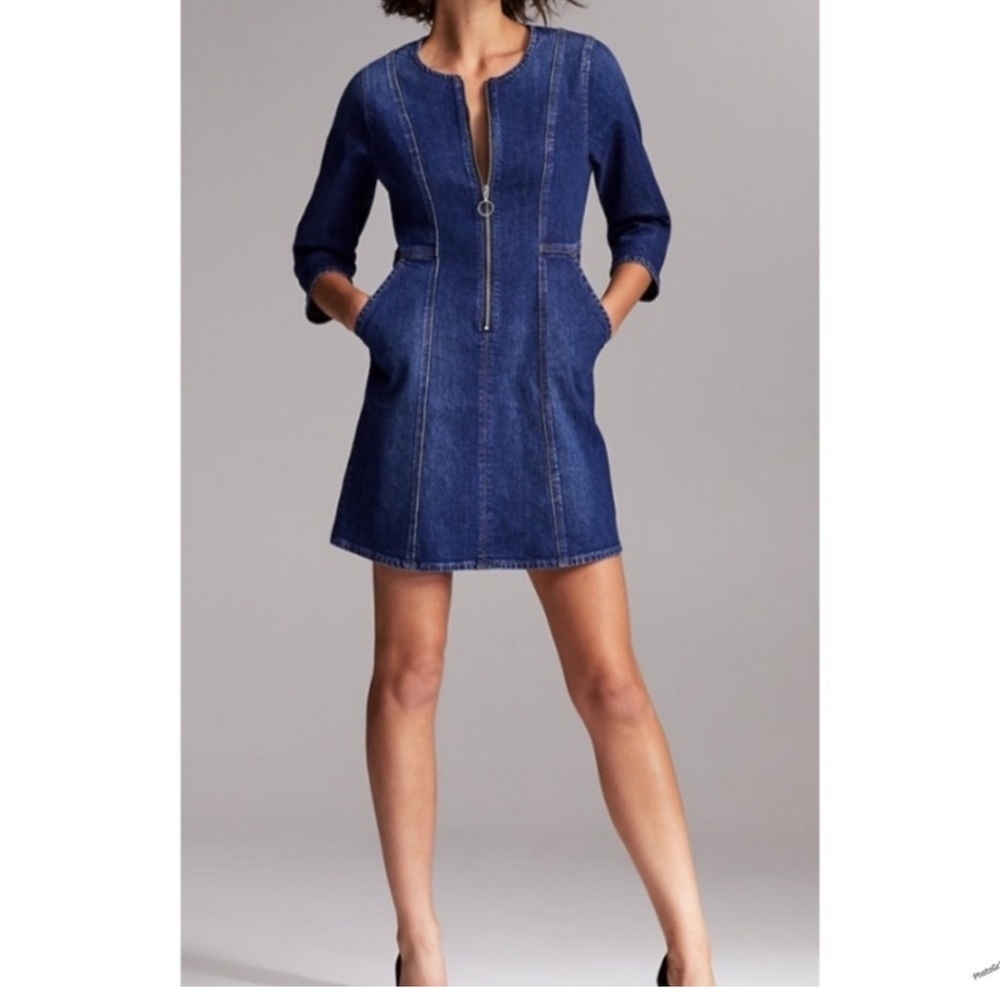Denim Forum Indigo Zipper Mini Dress